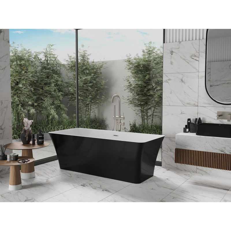 Mexen Tonia baignoire autoportante 170 x 75 cm, blanche/noire, trop-plein nickel brossé - 52171707575-97