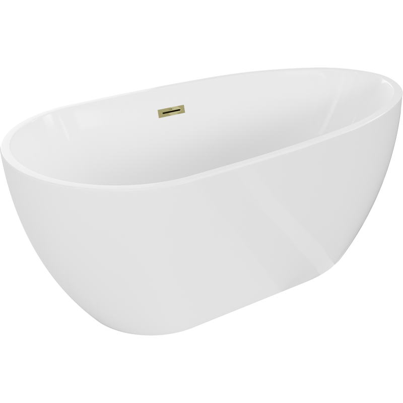 Baignoire autoportante Mexen Eos 170 x 75 cm, blanche, trop-plein doré - 52471707500-50