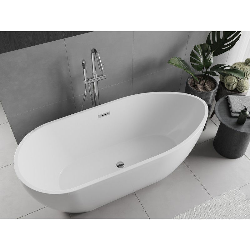 Mexen Eos baignoire autoportante 170 x 75 cm, blanche, trop-plein chromé - 52471707500-01