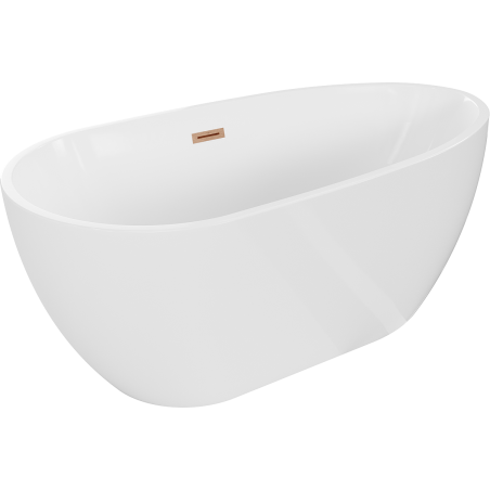 Baignoire autoportante Mexen Eos 170 x 75 cm, blanche, trop-plein en laiton brossé - 52471707500-65