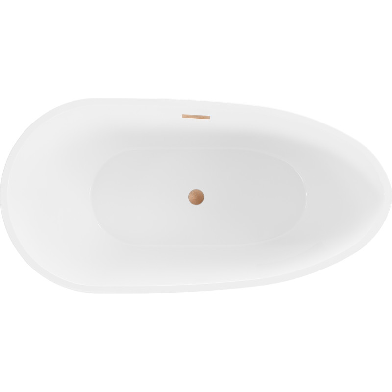 Mexen Eos baignoire autoportante 170 x 75 cm, blanche, trop-plein en cuivre brossé - 52471707500-65