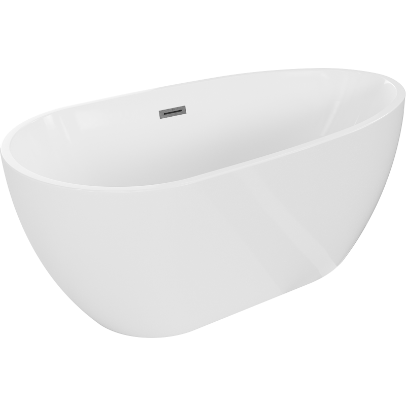 Mexen Eos baignoire autoportante 170 x 75 cm, blanche, trop-plein gris foncé brossé - 52471707500-66