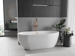 Baignoire Mexen Eos freestanding 150 x 75 cm, blanche, évacuation dorée rose - 52471507500-60