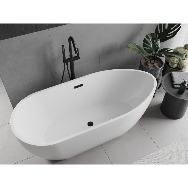Mexen Eos baignoire autoportante 150 x 75 cm, blanche, trop-plein noir - 52471507500-70