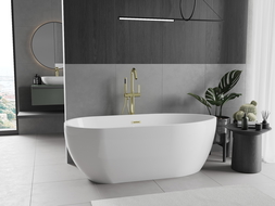 Baignoire autoportante Mexen Eos 170 x 75 cm, blanche, trop-plein doré - 52471707500-50