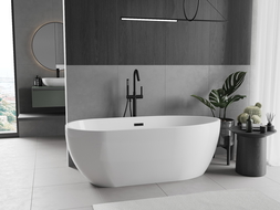 Baignoire Mexen Eos autoportante 150 x 75 cm, blanche, avec trop-plein noir - 52471507500-70
