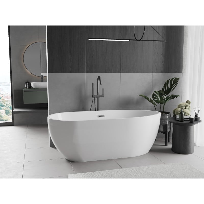 Mexen Eos baignoire autoportante 150 x 75 cm, blanche, trop-plein gun metal - 52471507500-95