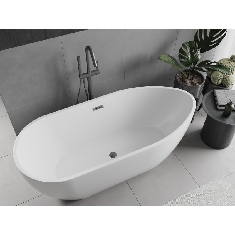 Mexen Eos baignoire autoportante 150 x 75 cm, blanche, trop-plein gun metal - 52471507500-95