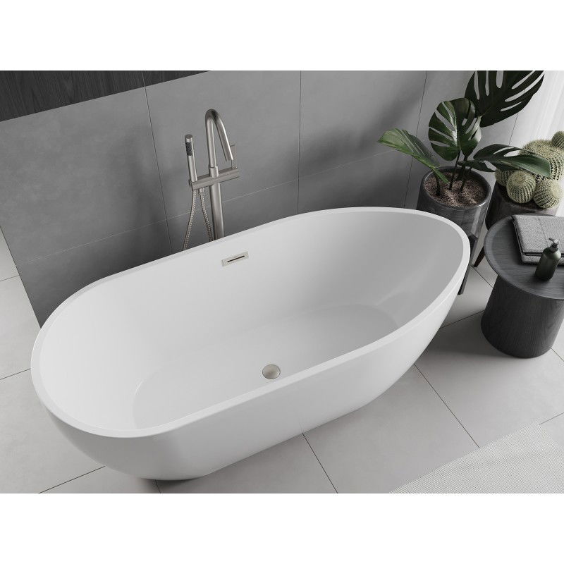 Mexen Eos baignoire autoportante 150 x 75 cm, blanche, trop-plein nickel brossé - 52471507500-97