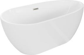 Baignoire Mexen Eos autoportante 150 x 75 cm, blanche, trop-plein en nickel brossé - 52471507500-97