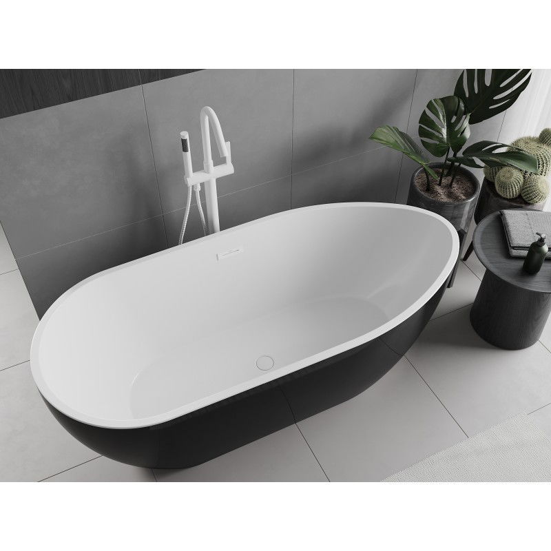 Mexen Eos baignoire autoportante 150 x 75 cm, blanche/noire, trop-plein blanc - 52471507575-20