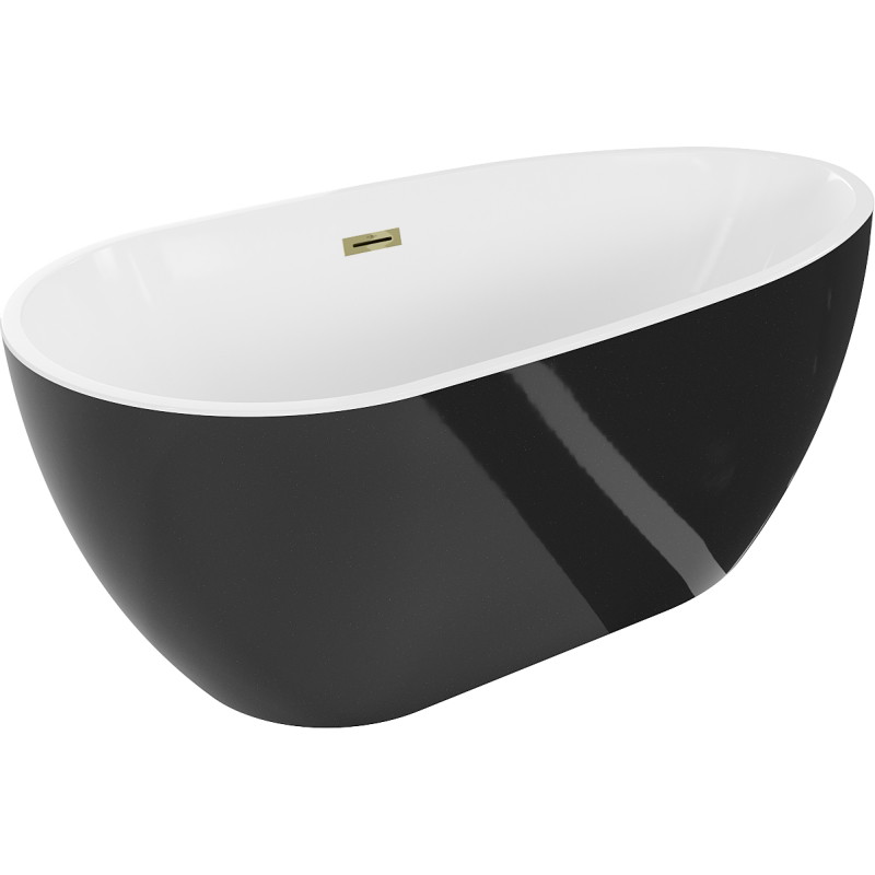 Mexen Eos baignoire autoportante 150 x 75 cm, blanc/noir, trop-plein doré - 52471507575-50