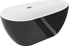 Baignoire Mexen Eos autoportante 150 x 75 cm, blanche/noire, bonde en or - 52471507575-50