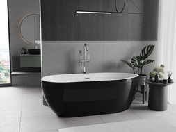 Baignoire Mexen Eos autonome 150 x 75 cm, blanc/noir, trop-plein chrome - 52471507575-01