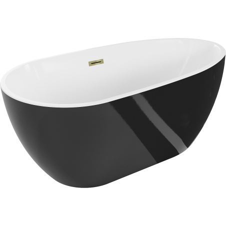 Mexen Eos baignoire autoportante 170 x 75 cm, blanche/noire, trop-plein doré - 52471707575-50