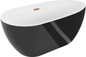 Baignoire Mexen Eos autoportante 150 x 75 cm, blanche/noire, évacuation en or rose - 52471507575-60