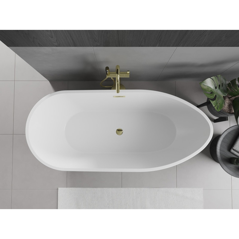 Mexen Eos baignoire autoportante 150 x 75 cm, blanc/noir, trop-plein doré - 52471507575-50
