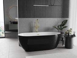 Baignoire Mexen Eos sur pieds 170 x 75 cm, blanche/noire, bonde dorée - 52471707575-50