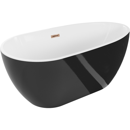 Mexen Eos baignoire autoportante 170 x 75 cm, blanc/noir, trop-plein or rose - 52471707575-60