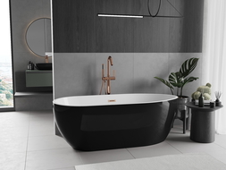 Baignoire Mexen Eos autoportante 170 x 75 cm, blanche/noire, évacuation en bronze brossé - 52471707575-65