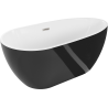 Mexen Eos baignoire autoportante 150 x 75 cm, blanc/noir, trop-plein nickel brossé - 52471507575-97