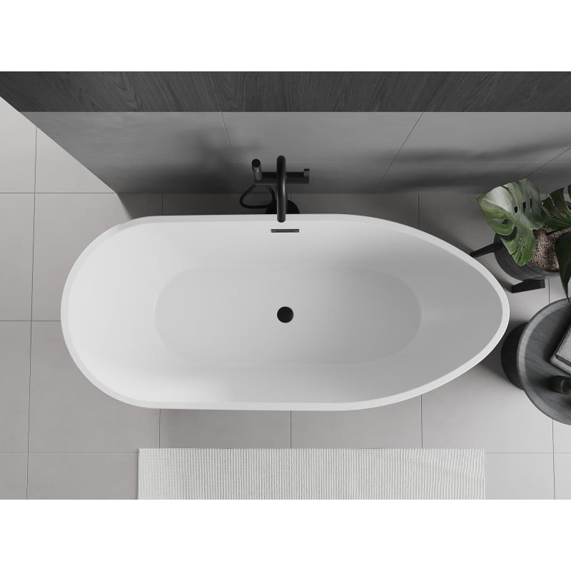 Mexen Eos baignoire autoportante 150 x 75 cm, blanche/noire, trop-plein noir - 52471507575-70