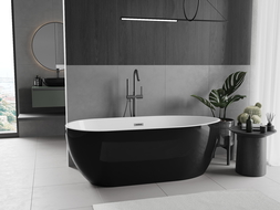 Baignoire Mexen Eos autoportante 170 x 75 cm, blanche/noire, bonde en métal - 52471707575-95