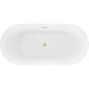 Baignoire autoportante Mexen Roxy 170 x 80 cm, blanche, avec trop-plein en laiton brossé - 51201708000-55