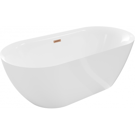 Baignoire Mexen Roxy freestanding 170 x 80 cm, blanche, trop-plein en laiton brossé - 51201708000-65