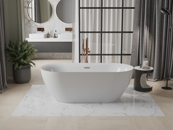 Baignoire Mexen Roxy freestanding 170 x 80 cm, blanche, trop-plein en laiton brossé - 51201708000-65