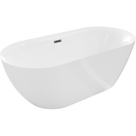 Baignoire Mexen Roxy autonome 170 x 80 cm, blanche, évacuation gun gray brossé - 51201708000-66