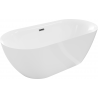 Baignoire Mexen Roxy autonome 170 x 80 cm, blanche, évacuation gun gray brossé - 51201708000-66