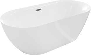 Baignoire Mexen Roxy autonome 170 x 80 cm, blanche, évacuation gun gray brossé - 51201708000-66