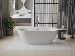 Baignoire Mexen Roxy autonome 170 x 80 cm, blanche, évacuation gun gray brossé - 51201708000-66