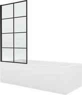 Mexen Vega baignoire rectangulaire 180 x 80 cm avec habillage et paroi de douche à 1 volet 80 cm, motif noir
