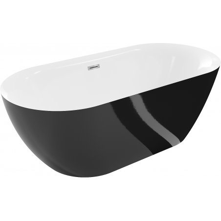 Baignoire Mexen Roxy autoportante 170 x 80 cm, blanche/noire, trop-plein en chrome - 51201708075-01