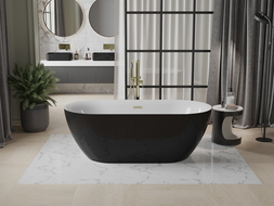 Baignoire Mexen Roxy autoportante 170 x 80 cm, blanche/noire, évacuation dorée - 51201708075-50