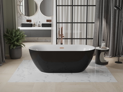 Mexen Roxy baignoire autoportante 170 x 80 cm, blanche/noire, trop-plein en or rose - 51201708075-60