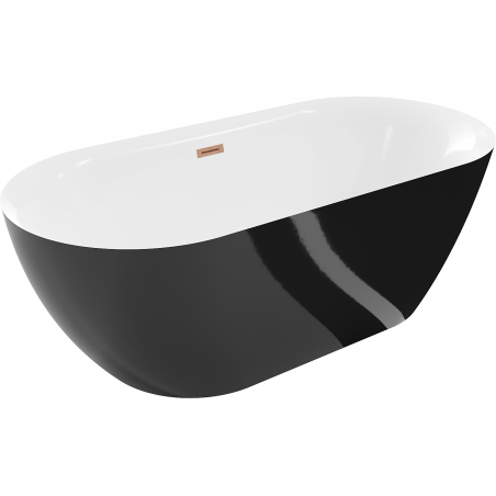 Mexen Roxy baignoire autonome 170 x 80 cm, blanche/noire, trop-plein en laiton brossé - 51201708075-65