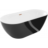 Mexen Roxy baignoire autonome 170 x 80 cm, blanche/noire, trop-plein en laiton brossé - 51201708075-65