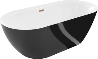 Mexen Roxy baignoire autonome 170 x 80 cm, blanche/noire, trop-plein en laiton brossé - 51201708075-65
