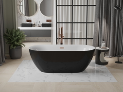 Mexen Roxy baignoire autonome 170 x 80 cm, blanche/noire, trop-plein en laiton brossé - 51201708075-65