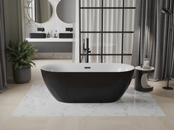 Mexen Roxy baignoire autoportante 170 x 80 cm, blanche/noire, trop-plein noir - 51201708075-70