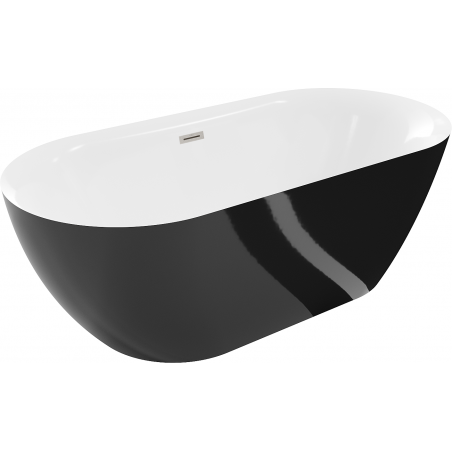 Baignoire Mexen Roxy autoportante 170 x 80 cm, blanche/noire, bonde en nickel brossé - 51201708075-97