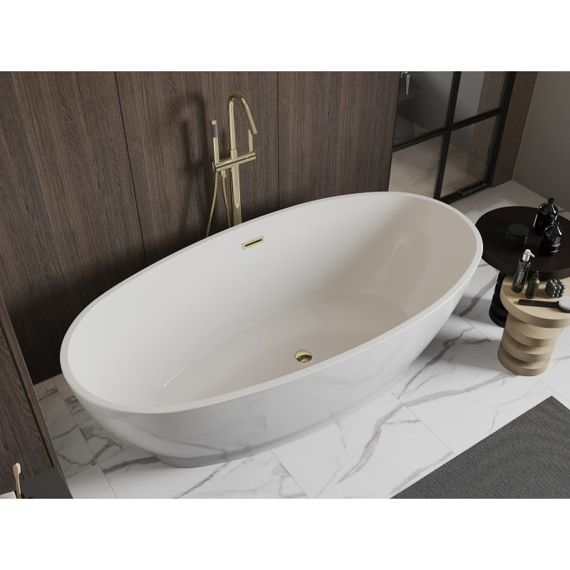 Mexen Bilbao baignoire autoportante 180 x 90 cm, blanche, trop-plein doré - 51311809000-50