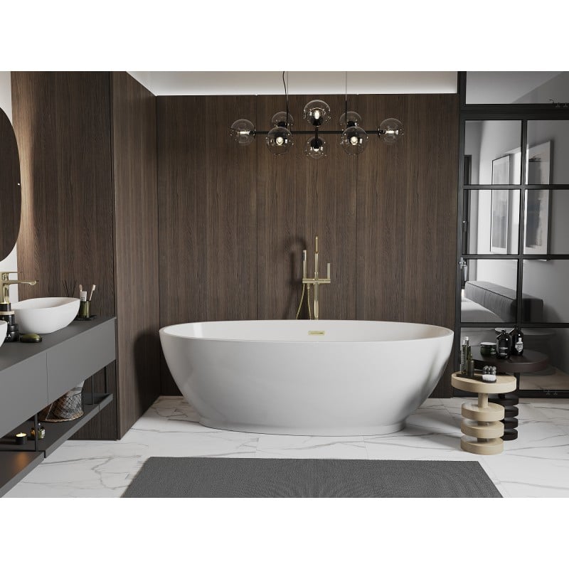 Mexen Bilbao baignoire autoportante 180 x 90 cm, blanche, trop-plein doré - 51311809000-50
