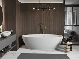 Mexen Bilbao baignoire autoportante 180 x 90 cm, blanche, trop-plein doré - 51311809000-50
