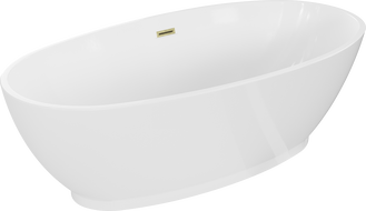 Baignoire Mexen Bilbao autoportante 180 x 90 cm, blanche, trop-plein en or brossé - 51311809000-55