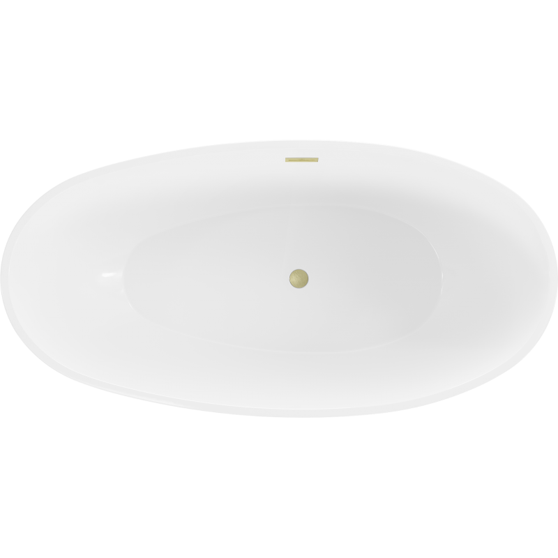 Mexen Bilbao baignoire autoportante 180 x 90 cm, blanche, trop-plein doré brossé - 51311809000-55