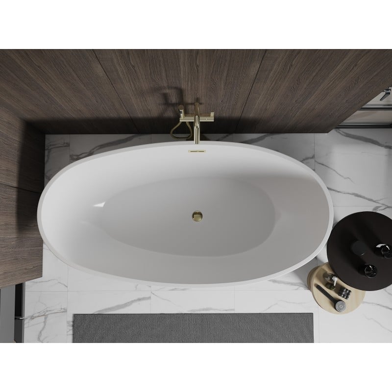 Mexen Bilbao baignoire autoportante 180 x 90 cm, blanche, trop-plein doré - 51311809000-50